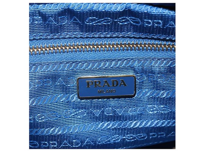 Prada Tasche aus Canvas Hellblau Gold Auth 154909 Golden - Ansicht 9