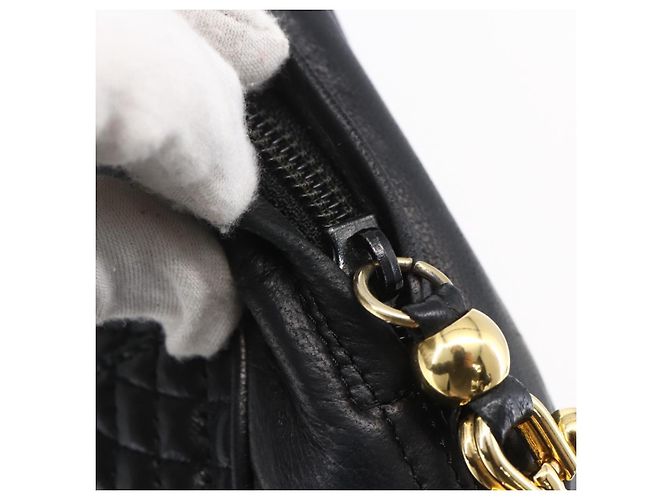 BALLY Ketten-Schultertasche Leder Schwarz Gold Auth 154725 Golden - Ansicht 10
