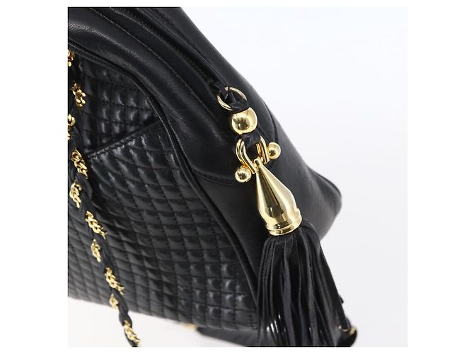 BALLY Ketten-Schultertasche Leder Schwarz Gold Auth 154725 Golden - Ansicht 17