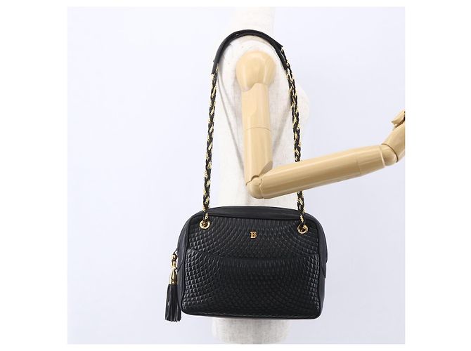 BALLY Ketten-Schultertasche Leder Schwarz Gold Auth 154725 Golden - Ansicht 24