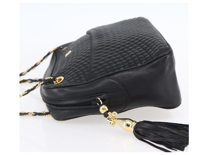 BALLY Ketten-Schultertasche Leder Schwarz Gold Auth 154725 Golden - Ansicht 3