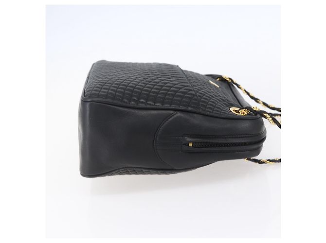 BALLY Ketten-Schultertasche Leder Schwarz Gold Auth 154725 Golden - Ansicht 4