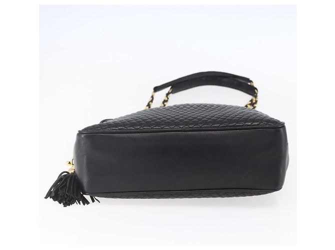 BALLY Ketten-Schultertasche Leder Schwarz Gold Auth 154725 Golden - Ansicht 5
