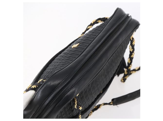 BALLY Ketten-Schultertasche Leder Schwarz Gold Auth 154725 Golden - Ansicht 6