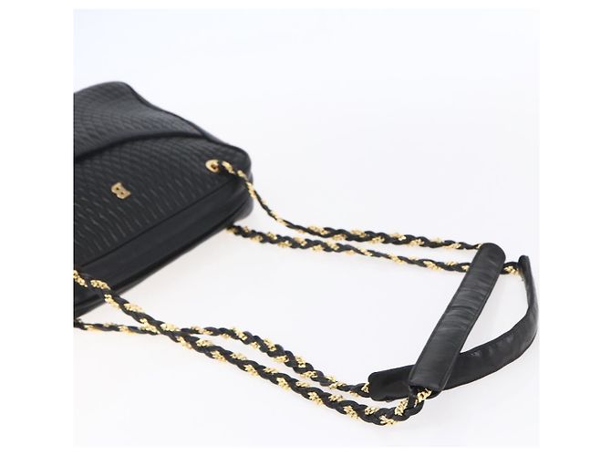 BALLY Ketten-Schultertasche Leder Schwarz Gold Auth 154725 Golden - Ansicht 7