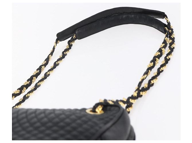 BALLY Ketten-Schultertasche Leder Schwarz Gold Auth 154725 Golden - Ansicht 8