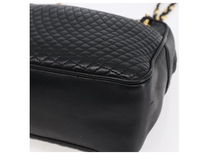 BALLY Ketten-Schultertasche Leder Schwarz Gold Auth 154725 Golden - Ansicht 9
