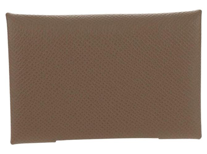 Hermès Monedero Calvi HERMES Cuero Beige Plata Auth BA8241M - vista 13