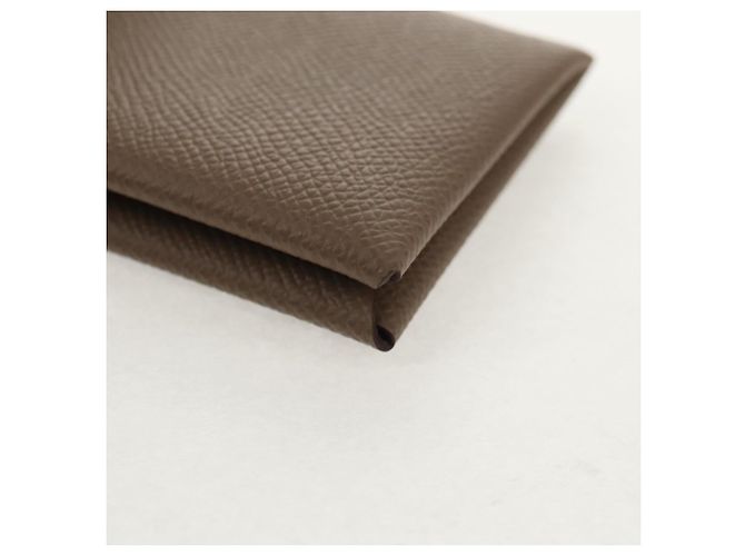 Hermès Monedero Calvi HERMES Cuero Beige Plata Auth BA8241M - vista 14