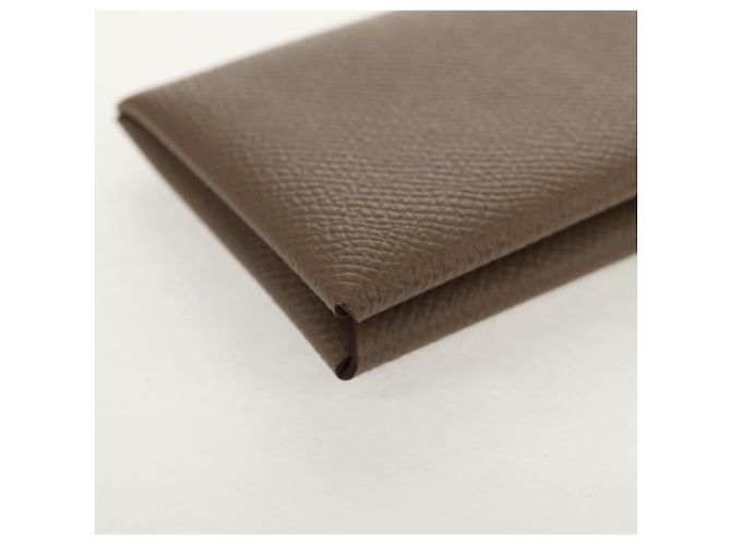 Hermès Monedero Calvi HERMES Cuero Beige Plata Auth BA8241M - vista 15