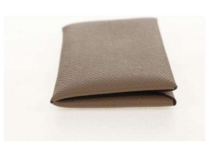 Hermès Monedero Calvi HERMES Cuero Beige Plata Auth BA8241M - vista 4