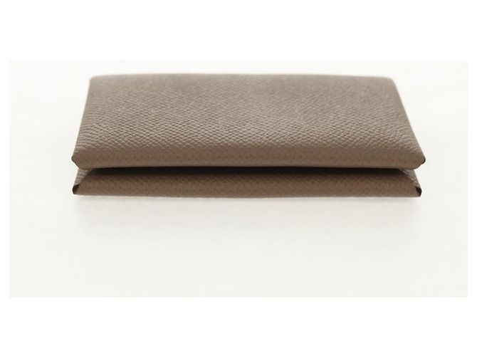 Hermès Monedero Calvi HERMES Cuero Beige Plata Auth BA8241M - vista 6