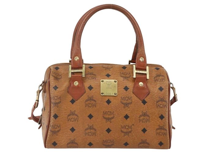 Borsa MCM Logogram Vicetos in pelle PVC 2 in 1 marrone oro Auth BA8199 D'oro - vista 13