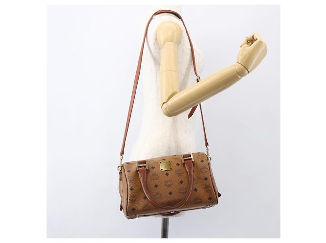 Borsa MCM Logogram Vicetos in pelle PVC 2 in 1 marrone oro Auth BA8199 D'oro - vista 25