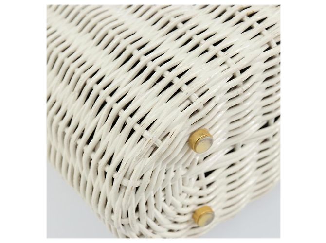 Borsa a mano Gancini in rattan bianco e oro Auth BA8212 di Salvatore Ferragamo D'oro - vista 14
