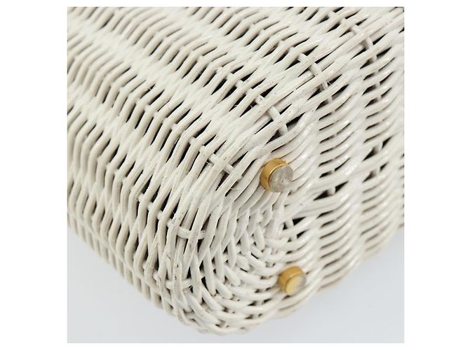 Borsa a mano Gancini in rattan bianco e oro Auth BA8212 di Salvatore Ferragamo D'oro - vista 16