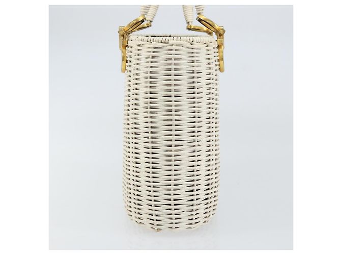 Borsa a mano Gancini in rattan bianco e oro Auth BA8212 di Salvatore Ferragamo D'oro - vista 3