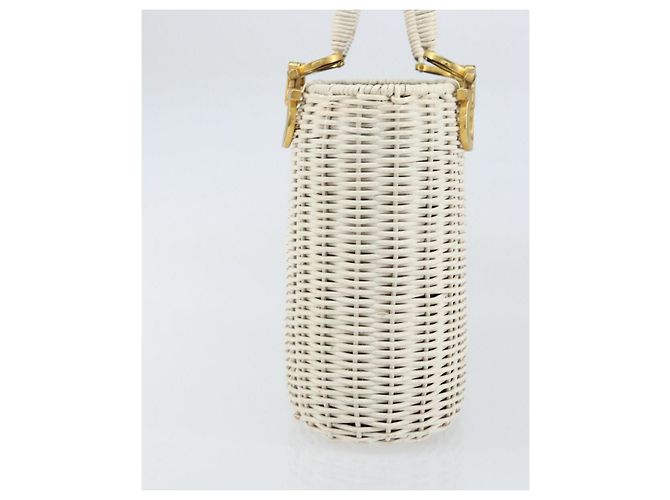 Borsa a mano Gancini in rattan bianco e oro Auth BA8212 di Salvatore Ferragamo D'oro - vista 4