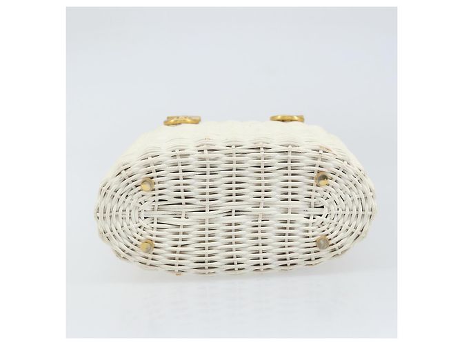 Borsa a mano Gancini in rattan bianco e oro Auth BA8212 di Salvatore Ferragamo D'oro - vista 5