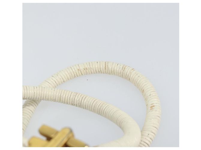 Borsa a mano Gancini in rattan bianco e oro Auth BA8212 di Salvatore Ferragamo D'oro - vista 8