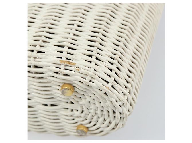 Borsa a mano Gancini in rattan bianco e oro Auth BA8212 di Salvatore Ferragamo D'oro - vista 9