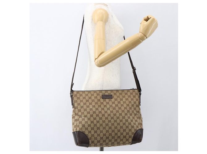 Borsa a Spalla GG Canvas Gucci Beige Argento 110054 Auth 151560 - vista 23