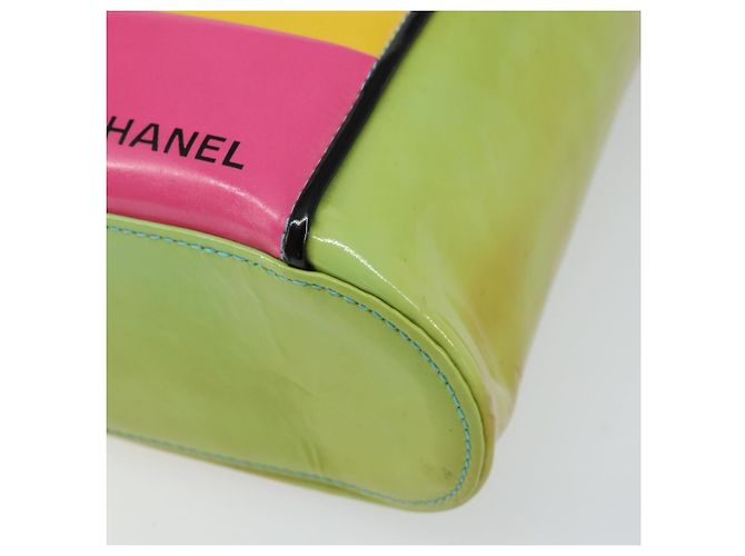 Bolsa Tote CHANEL Esmalte Multicolorido Ouro CC Auth BA8262 Multicor Dourado - vista 8