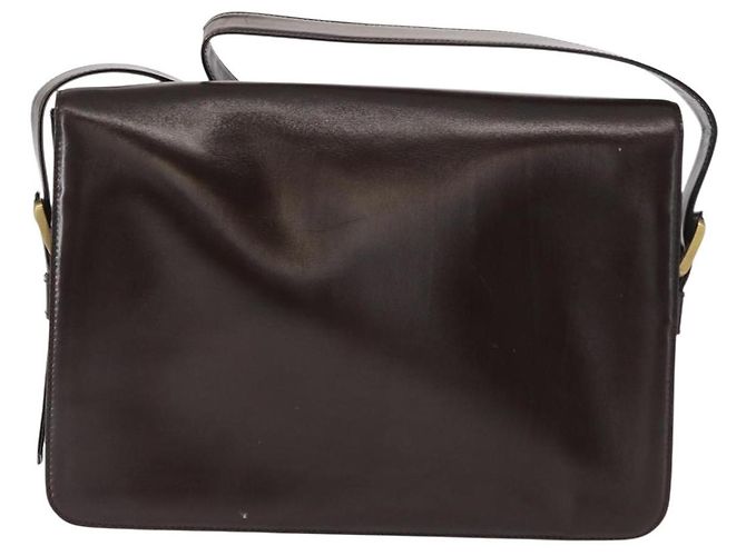 LOEWE Borsa a Spalla Anagram Pelle Marrone Oro Auth 155627 D'oro - vista 2