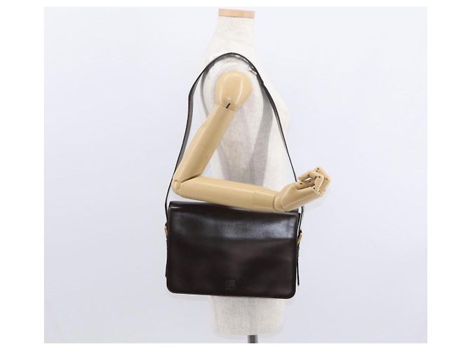 LOEWE Borsa a Spalla Anagram Pelle Marrone Oro Auth 155627 D'oro - vista 22