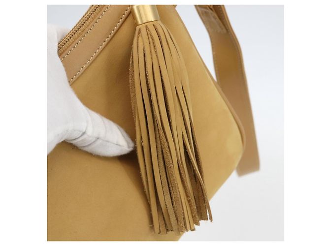 Borsa a Spalla GUCCI Camoscio Oro Beige Auth 156886 D'oro - vista 17