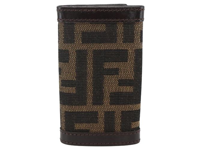 FENDI Zucca Canvas Key Case Brown Black Auth am9981V - view 2