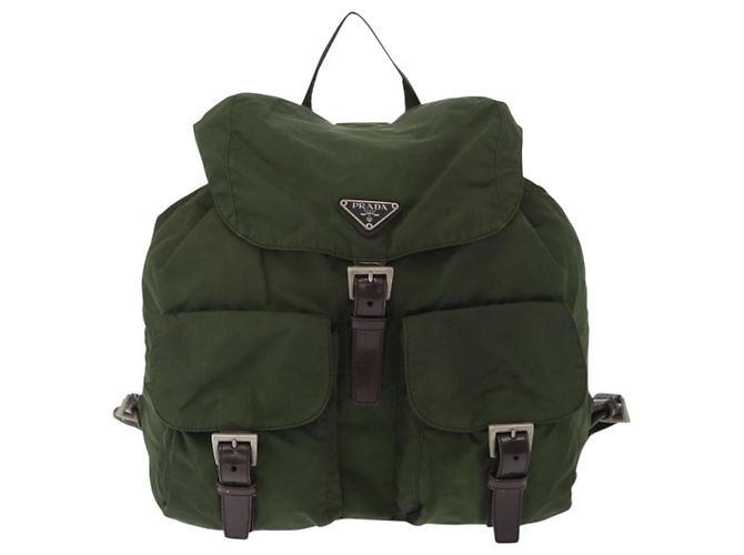 PRADA Backpack Nylon Khaki Silver Auth am9947 Silvery - view 13