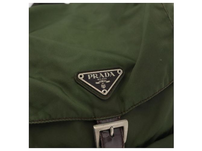 PRADA Backpack Nylon Khaki Silver Auth am9947 Silvery - view 21