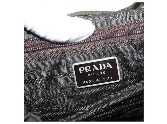 PRADA Backpack Nylon Khaki Silver Auth am9947 Silvery - view 24
