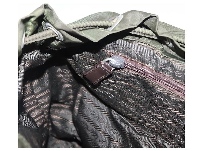 PRADA Backpack Nylon Khaki Silver Auth am9947 Silvery - view 27