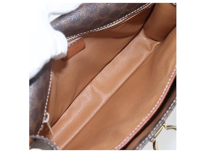 Céline Borsa a Spalla in Tela Macadam CELINE in Pelle PVC Marrone Oro Auth 157766 D'oro - vista 10