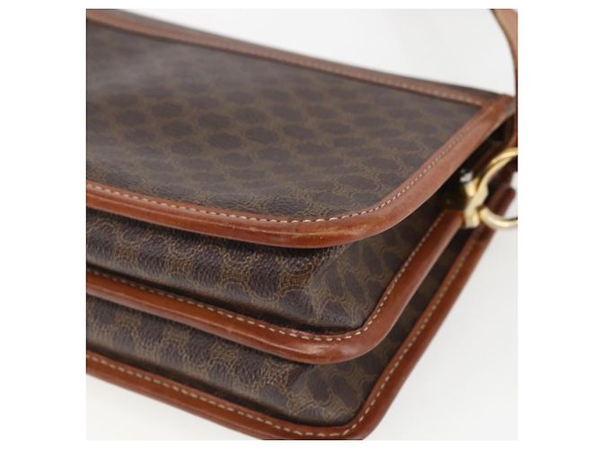 Céline Borsa a Spalla in Tela Macadam CELINE in Pelle PVC Marrone Oro Auth 157766 D'oro - vista 15