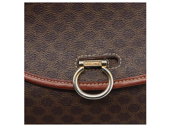 Céline Borsa a Spalla in Tela Macadam CELINE in Pelle PVC Marrone Oro Auth 157766 D'oro - vista 17