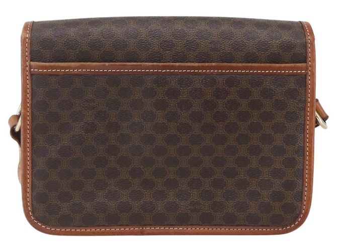 Céline Borsa a Spalla in Tela Macadam CELINE in Pelle PVC Marrone Oro Auth 157766 D'oro - vista 2