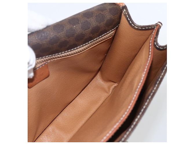 Céline Borsa a Spalla in Tela Macadam CELINE in Pelle PVC Marrone Oro Auth 157766 D'oro - vista 20