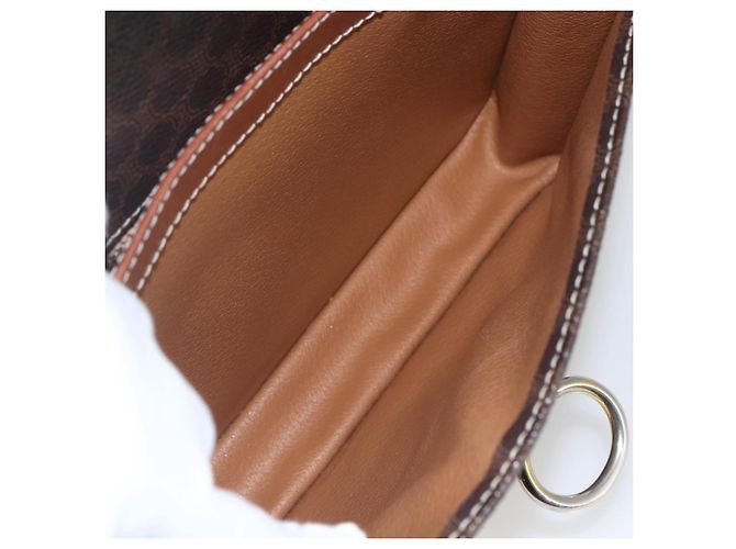 Céline Borsa a Spalla in Tela Macadam CELINE in Pelle PVC Marrone Oro Auth 157766 D'oro - vista 22