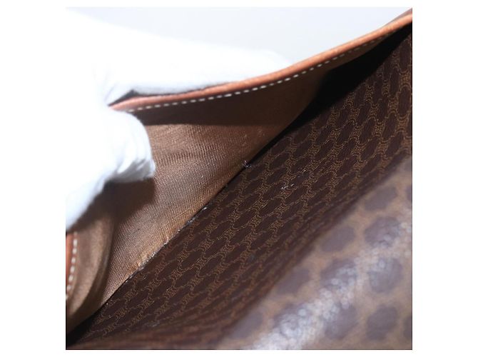 Céline Borsa a Spalla in Tela Macadam CELINE in Pelle PVC Marrone Oro Auth 157766 D'oro - vista 23