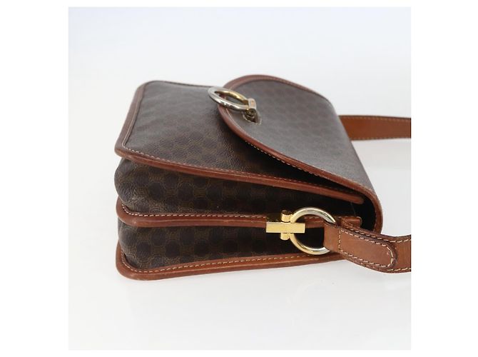Céline Borsa a Spalla in Tela Macadam CELINE in Pelle PVC Marrone Oro Auth 157766 D'oro - vista 4