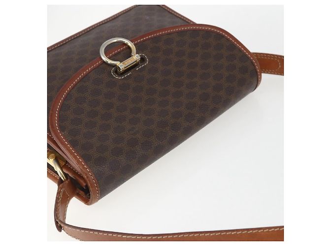 Céline Borsa a Spalla in Tela Macadam CELINE in Pelle PVC Marrone Oro Auth 157766 D'oro - vista 6