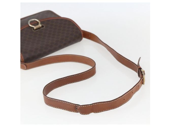 Céline Borsa a Spalla in Tela Macadam CELINE in Pelle PVC Marrone Oro Auth 157766 D'oro - vista 7