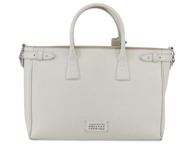 Autre Marque Borsa a mano 5AC in pelle 2 in 1 Maison Margiela Bianco Argento Auth 154753 - vista 13