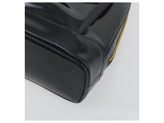 Borsa Tote Bamboo GUCCI Pelle lucida Nera Oro 001 3444 1650 Auth 153194 - vista 9