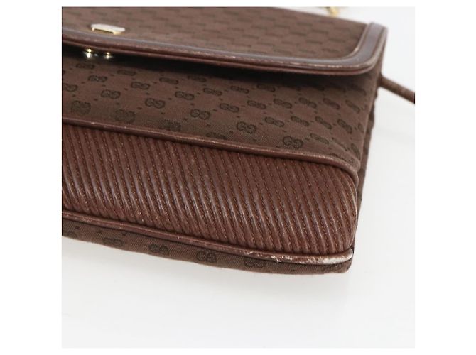 Borsa a Spalla Micro GG in Tela Gucci Marrone Oro Auth 156939 D'oro - vista 9