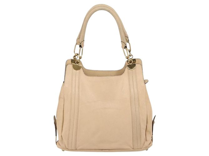 Chloé Borsa Tote in Pelle Beige Oro Auth bs31516 D'oro - vista 2
