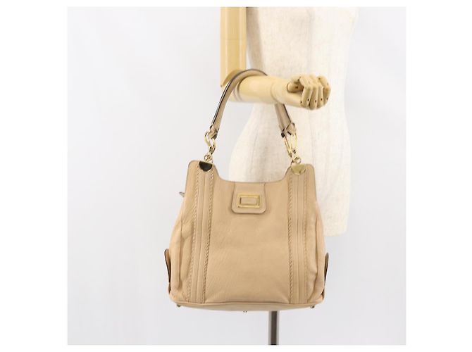 Chloé Borsa Tote in Pelle Beige Oro Auth bs31516 D'oro - vista 22